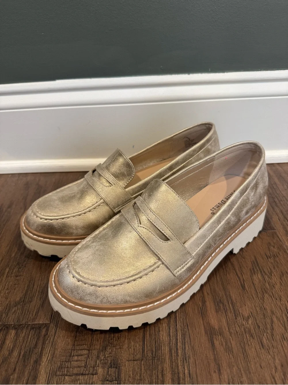 Pierre Dumas Metallic Gold Penny Loafers